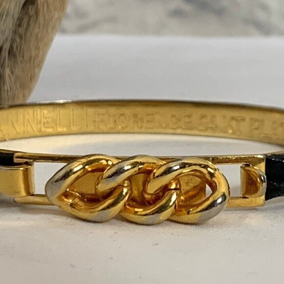 Manelli Florence 24K Gold Plated Leather Bangle Bracelet - Picture 3 of 7
